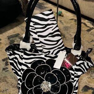Betsey Johnson Black and White Zebra Tote